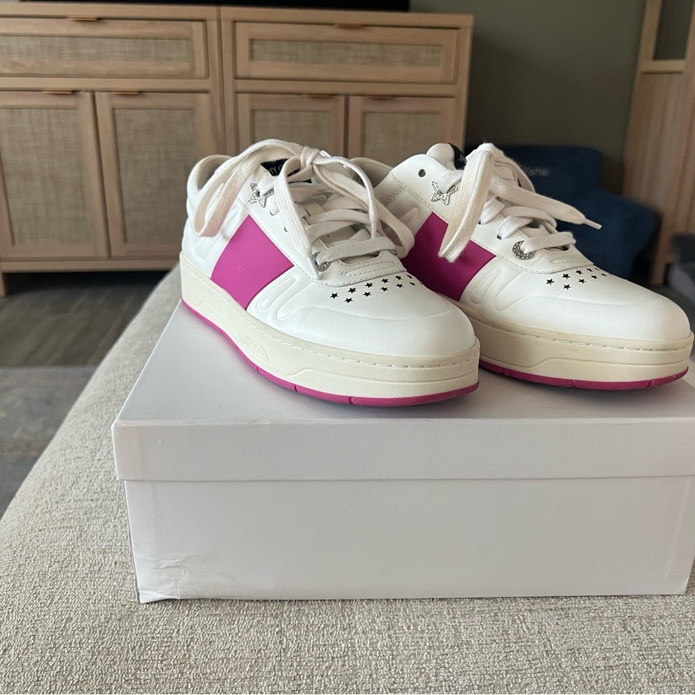Pink and White Jimmy Choo Sneakers